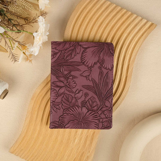 Floral Leather Kindle Case - Garnet