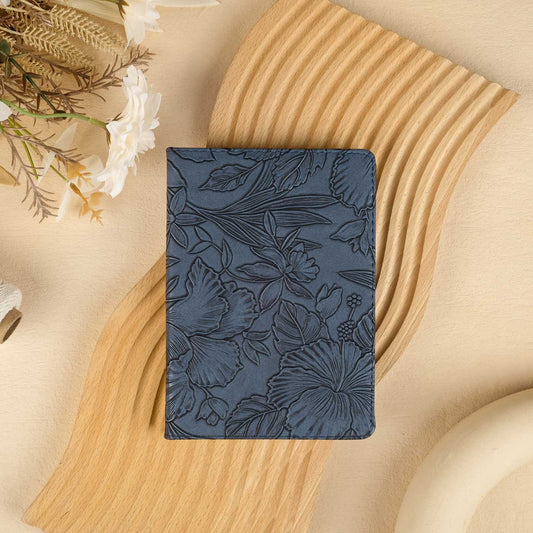 Floral Leather Kindle Case - Navy