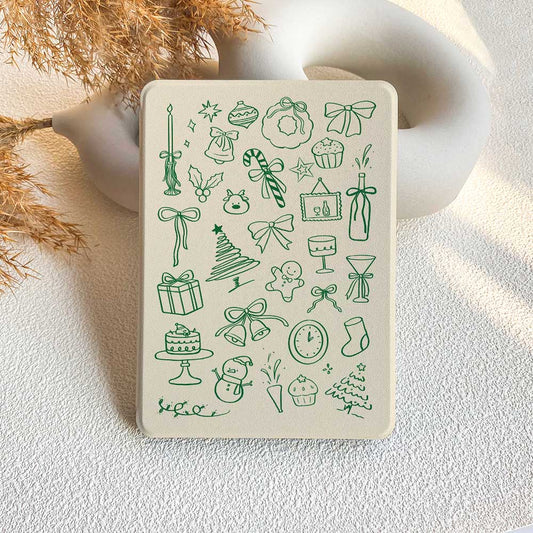 Christmas Doodle | Kindle Case - Green