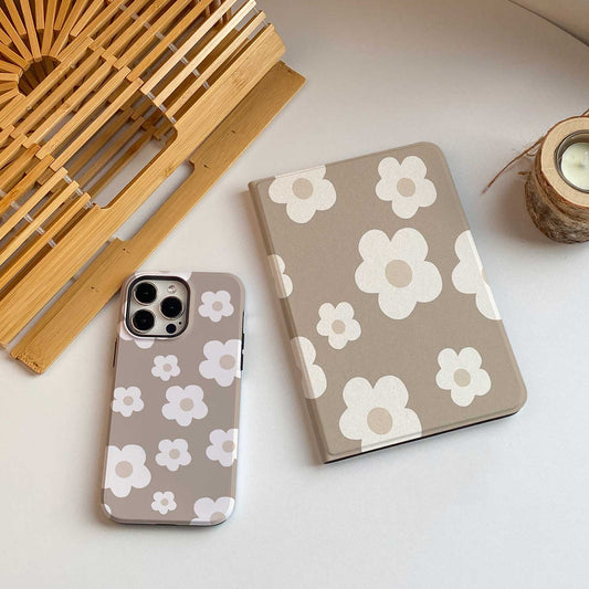 Cute Flora iPad Case - Khaki - IMCASE