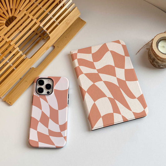 Coral Pink Chessboard iPad Case