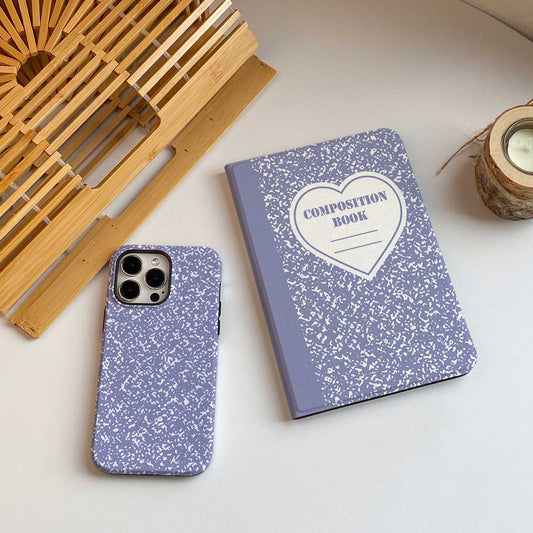 Heart Composition Book iPad Case - Blue