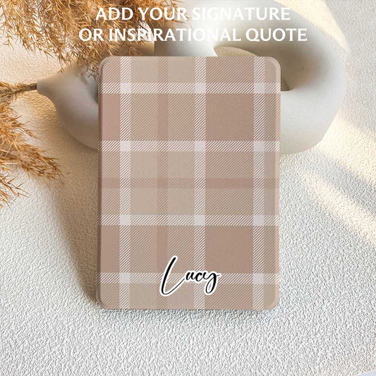 Plaid Pattern | Kindle Case - Khaki