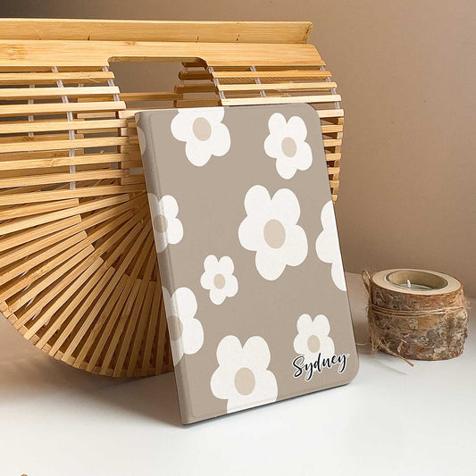 Cute Flora iPad Case - Khaki - IMCASE