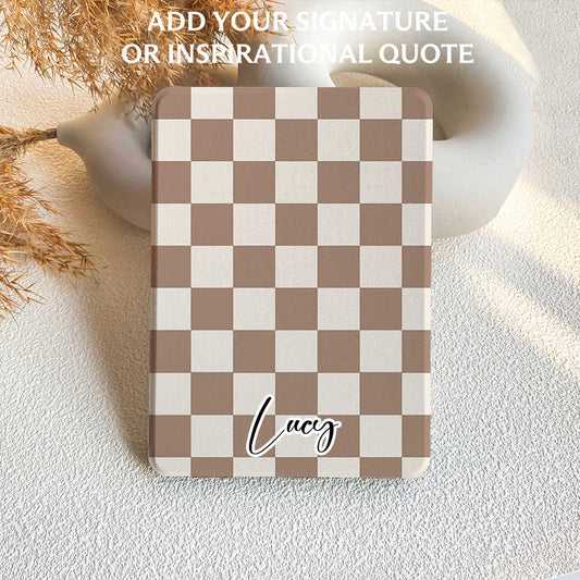 Checkerboard Art | Kindle Case - Brown