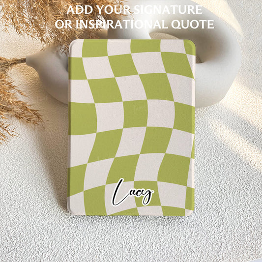Wavy Check | Kindle Case - Green