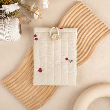 Cherry&Heart Book Sleeve - White