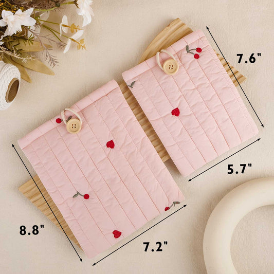 Cherry&Heart Book Sleeve - Pink