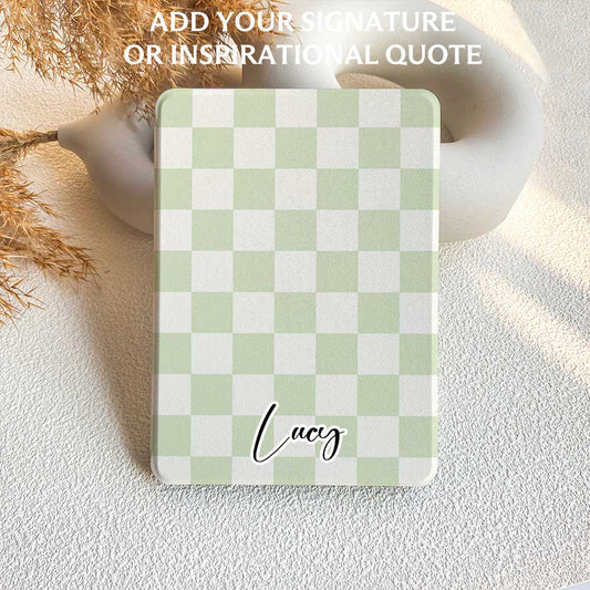 Checkerboard Art | Kindle Case - Light Green