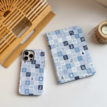 Christmas Checker iPad Case - Blue