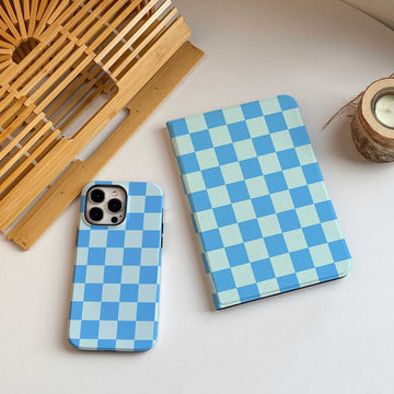 Checkerboard Art iPad Case - Maya Blue