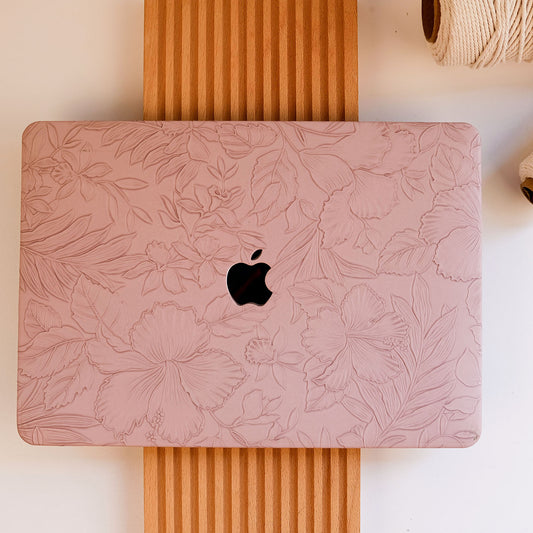 Floral Leather MacBook Case - Violet