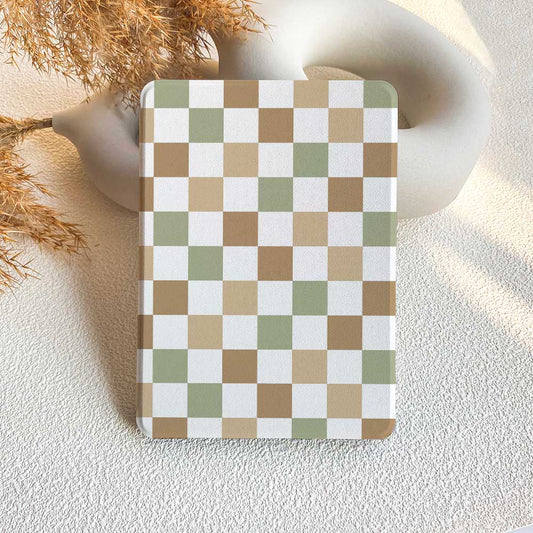 Checkerboard Art | Kindle Case - Green&Khaki