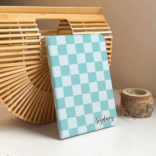 Checkerboard Art iPad Case - Tiffany Blue