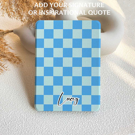 Checkerboard Art | Kindle Case - Maya Blue