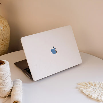 Floral Leather MacBook Case - White