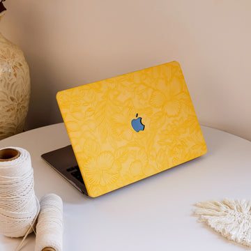 Floral Leather MacBook Case - Yellow