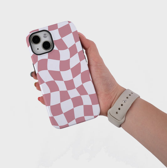 Pink Chessboard | iPhone Case - Dark