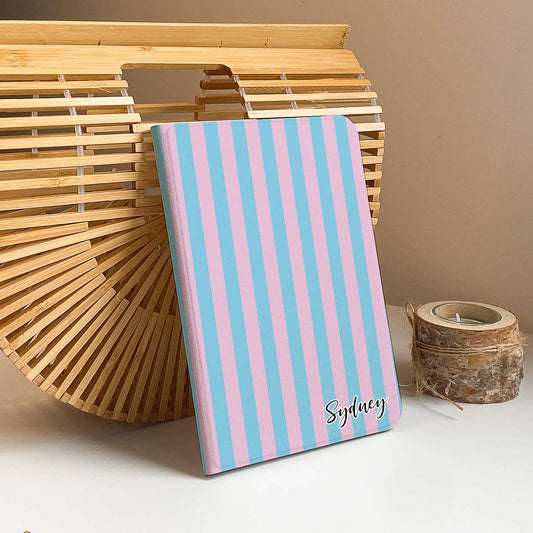 Stripe Pattern iPad Case - Light Blue&Pink