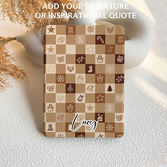 Christmas Checker | Kindle Case - Brown