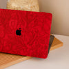 Floral Leather MacBook Case - Red