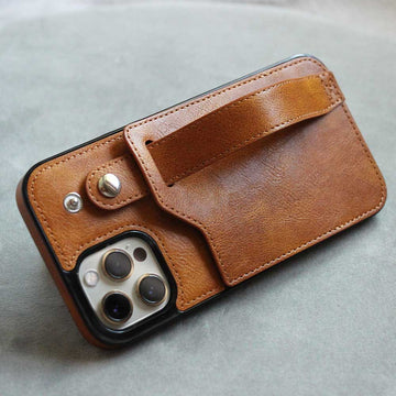 Tether | Leather Card Phone Case with Hand Strap