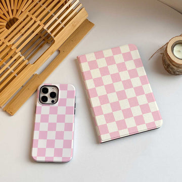 Checkerboard Art iPad Case - Light Pink