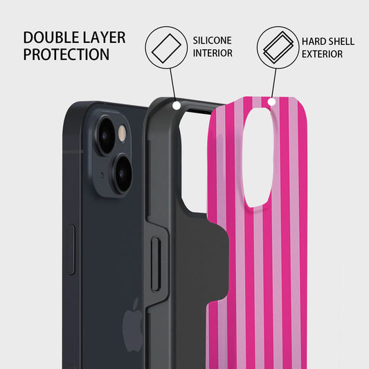 Stripe Pattern | iPhone Case - Barbie Pink