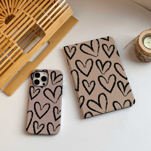 Brown&Black Hearts iPad Case