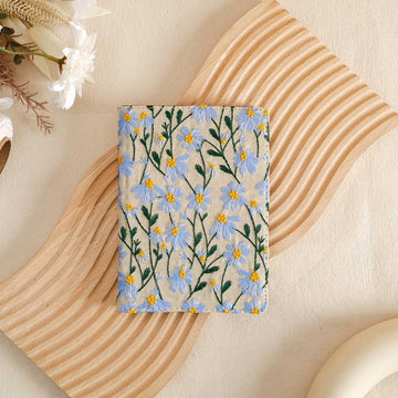 Embroidered Daisy Kindle Case - Blue