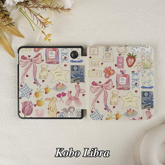 Kobo Libra tablet case with decorative pattern on a textured surface