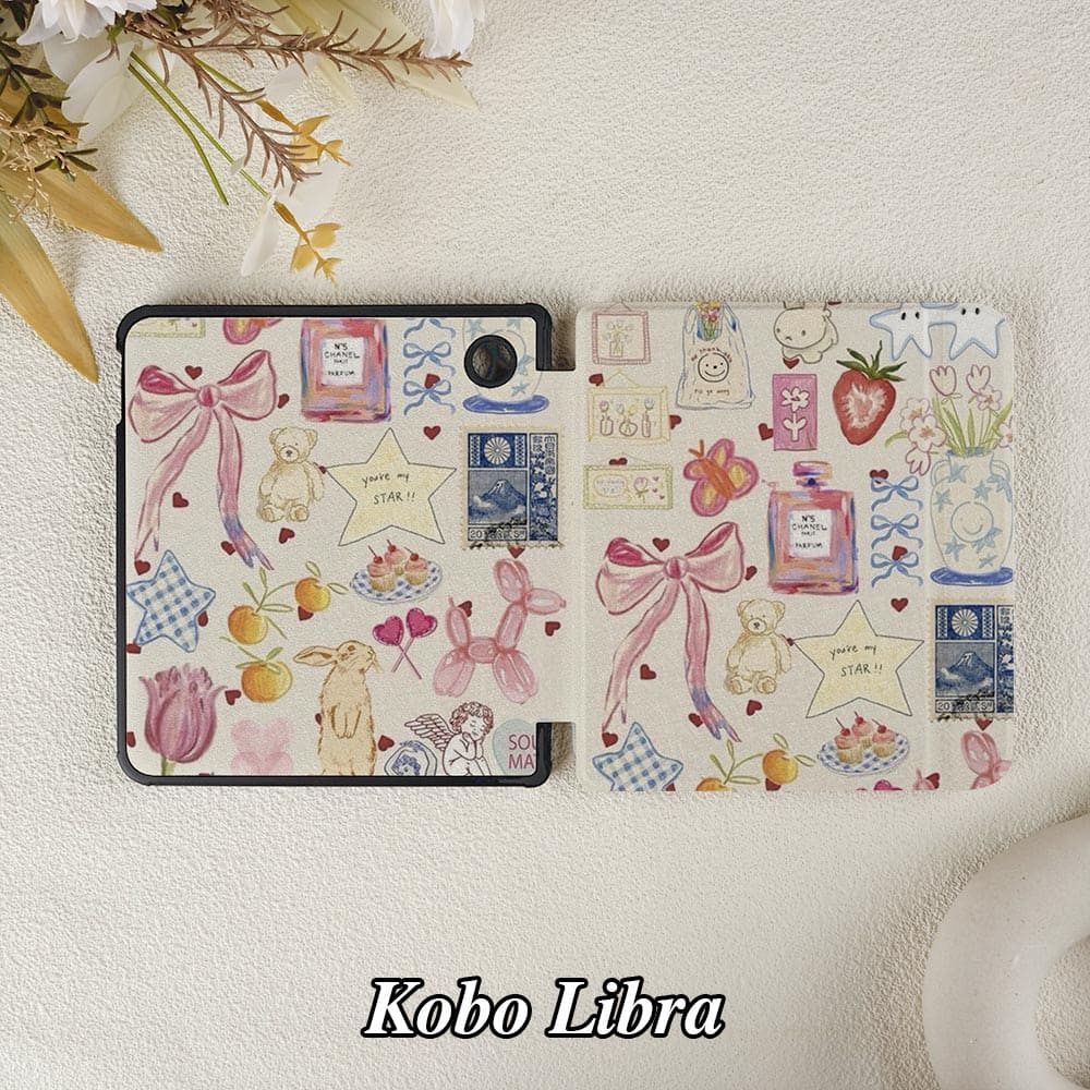 Kobo Libra tablet case with decorative pattern on a textured surface