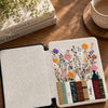 Embroidered Botanical Book Stack Kindle Cover