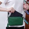 Green Leather Crossbody Bag for Kindle