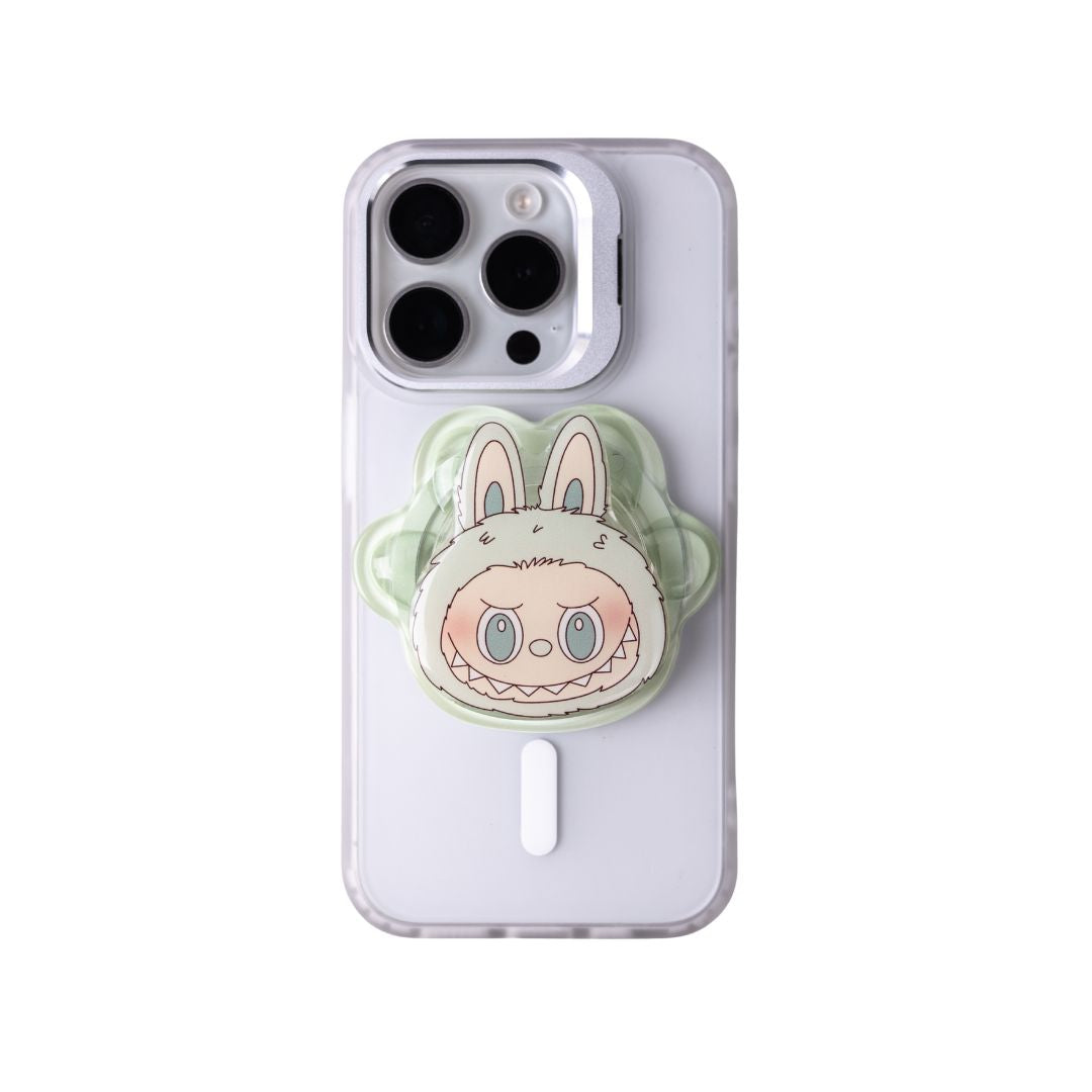 Phone case with a cartoon character on a white background