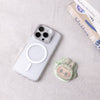 Phone case with a cute animal design on a light gray surface