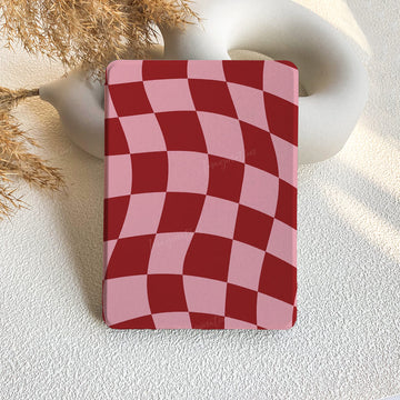 Wavy Check | Kindle Case - Pink & Red