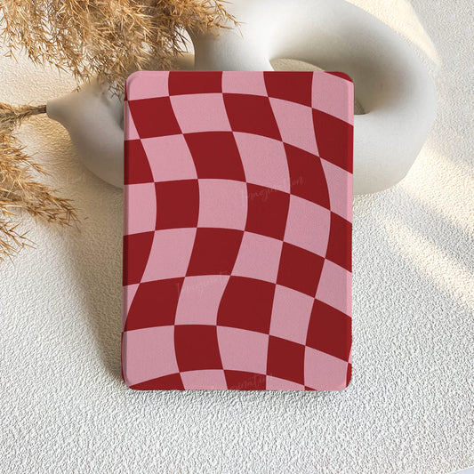 Wavy Check | Kindle Case - Pink & Red