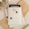 Embroidery Bow Book Sleeve - White